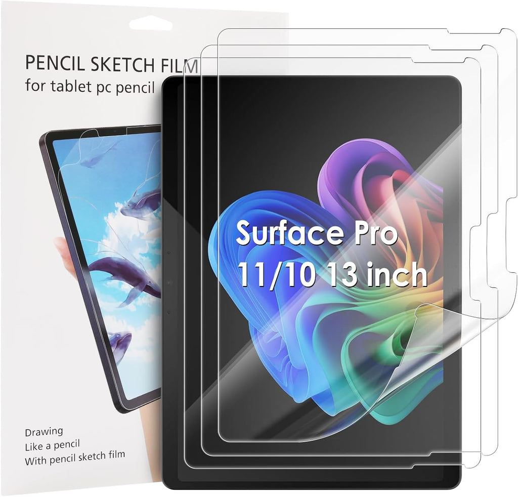 WD&CD 3 Pack Protector de Pantalla para Microsoft Surface Pro 11/10 13' | Film Suave Transparente Antihuellas