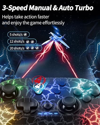 2 Pack Wireless Switch Controller, Compatible with Switch/Switch Lite/OLED/PC, 1000mAh Switch Pro Controller with 9 Color LED, Programmable, Multi-Vibration & Multi-Axis Gyro, Motion, Turbo, Share