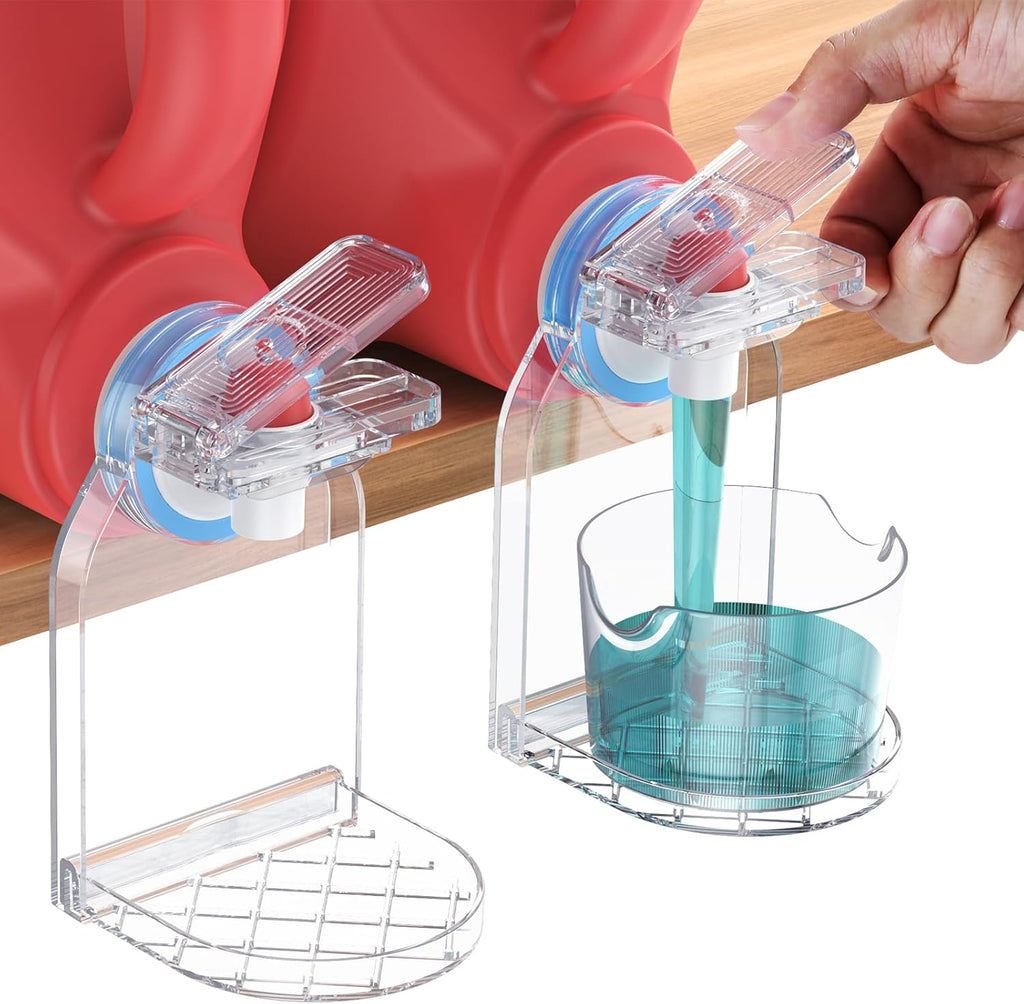 Dispensador de Detergente Lquido KERZEAT – Soporte con Gotero y Switch Ahorrrador | Pack x2 Transparente