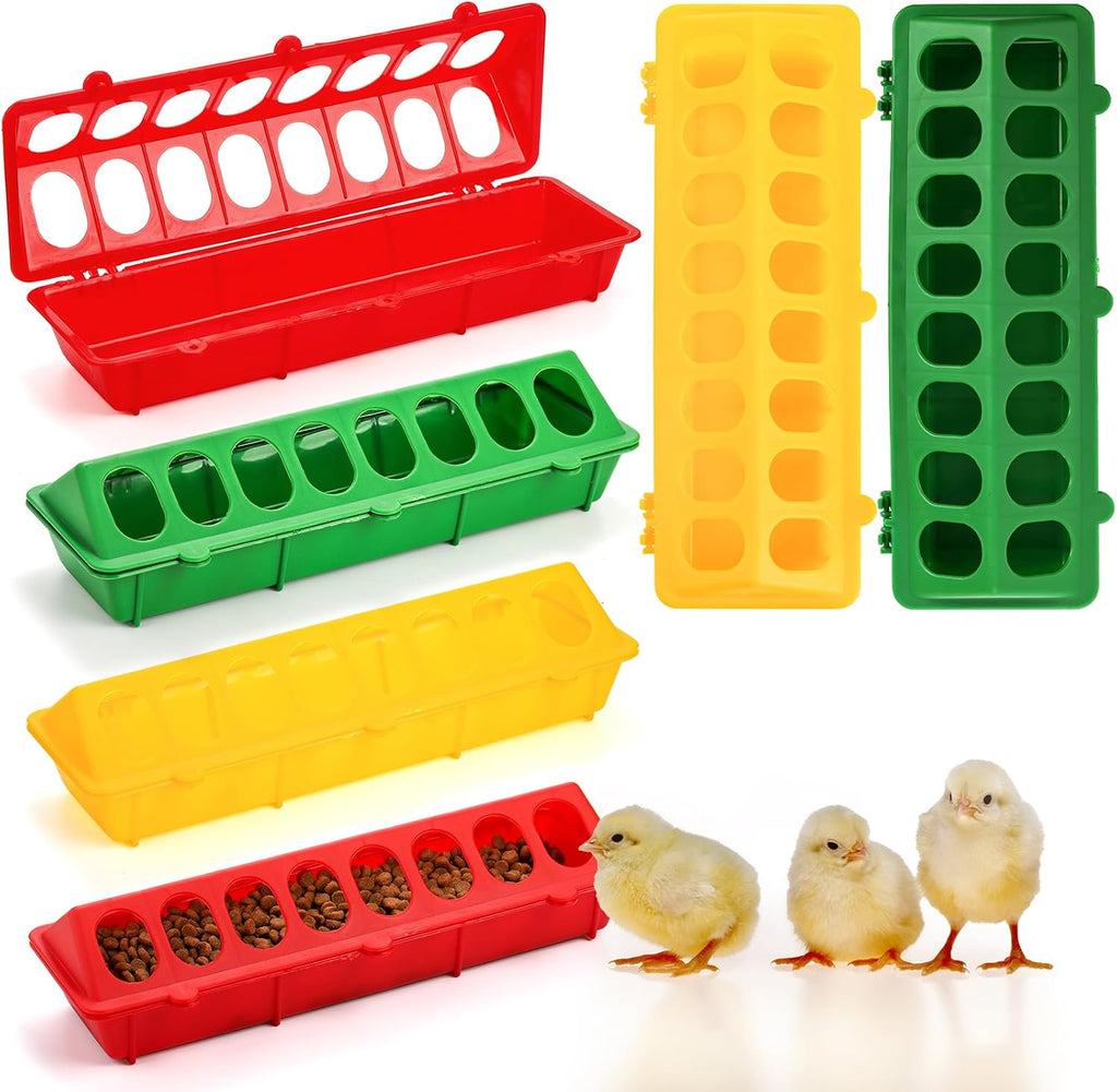 ADVERTENCIA: faltan 2 componentes de 1 comedero (solo 5) Coloch Comedero para Aves con Tapa Abatible 6 Piezas | Bandeja de Alimentacion Multi-Orificio Sin Desperdicio para Gallinas, Codornices y Patos