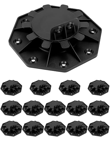 QWORK® 15 Piezas Pedestales de Terraza Ajustables 30-60 mm, Adecuados para Tablas de Terraza de Madera/WPC/Aluminio