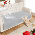 NAISI Couch Covers for Dogs Waterproof Flannel Striped Sofa Cover Pet Friendly Washable Dog Mat for Couch Anti Slip Sectional Sofa Slipcover Protector(1pc/35"x 70",Light Grey)