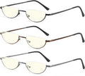 Gafas de lectura TOVEEN con lentes de media luna, bloqueo de luz azul, montura semicircular, bisagra de resorte, con estuche para hombres y mujeres, paquete de 3 + 2.5