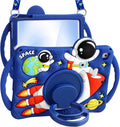 Boaretiu Funda Infantil para iPad 6a/5a Generacion, Pro 9.7, Air 2 y Air 1 | Diseno Astronauta 3D de Silicona con Correa y Soporte Giratorio