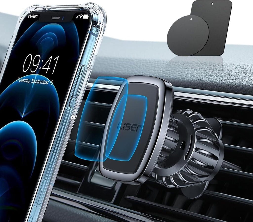 Soporte Magnético para Teléfono en Auto LISEN — Clip Mejorado con 6 Imánes Ultra Fuertes, Negro
