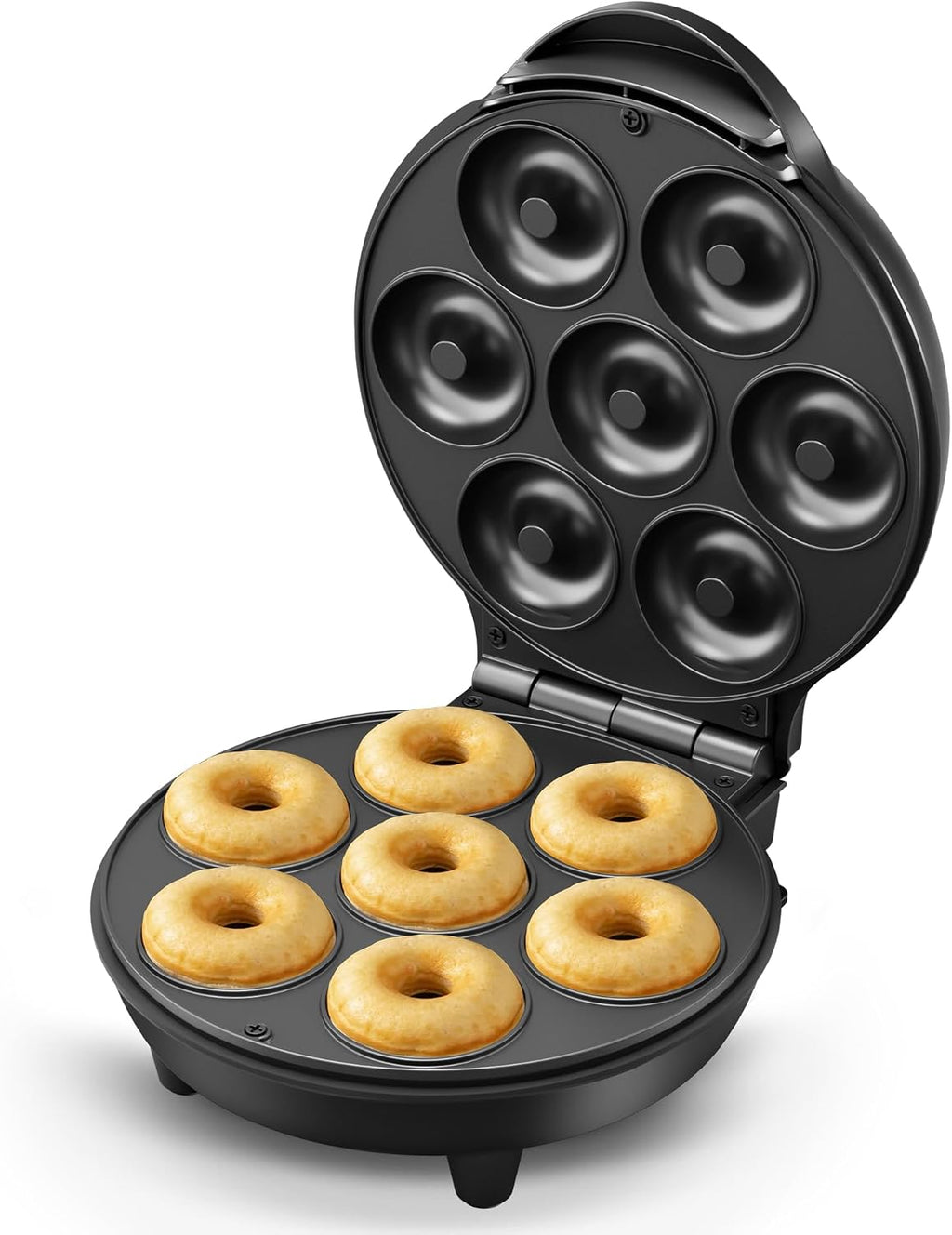 Máquina para hacer mini donuts y gofres KEINVE, 7 ranuras, ideal para hornear en casa, desayunos, meriendas, postres y mucho más.