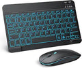 Teclado y Mouse Bluetooth TECURS para iPad — Recargable, Retroiluminación 7 Colores, Negro, Compatible iPad y iPhone