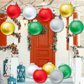 YHFUISK 10 PCS Outdoor Decorations, 11 Inch Inflatable Christmas Balls, Festive Ornaments for Front Door Yard, with Pump (Red, Green, White, Gold, Silver)