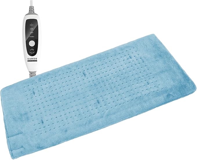 Almohadilla térmica eléctrica para aliviar el dolor de espalda y calambres, almohadilla térmica caliente para abdomen, cuello, hombro, rodilla, calor húmedo y apagado automático (azul cielo, 12 x 24