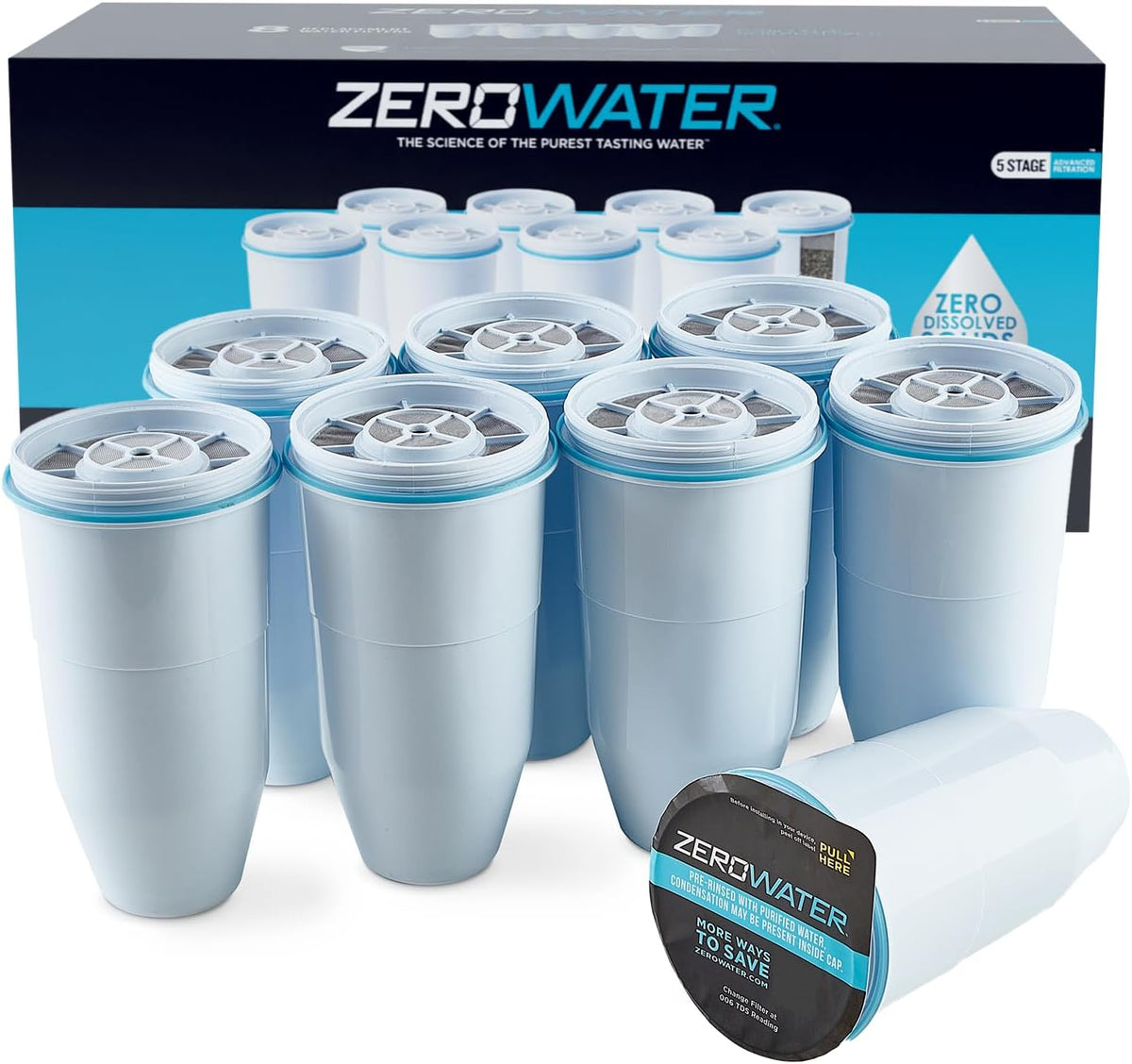 ZeroWater Filtro de Reemplazo Oficial – Filtro de Agua Zero de 0 TDS de 5 Etapas