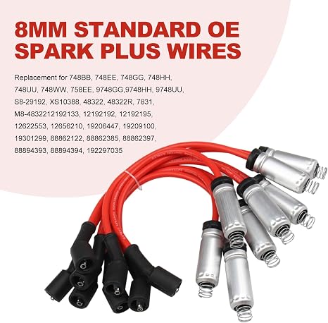 Bobinas de encendido cuadradas UF271 y cables de bujía 748EE, compatibles con GMC Sierra/Suburban Escalade Avalanche Chevy Silverado 1500 4.8L 5.3L 6.0L, número de parte D581 12558693