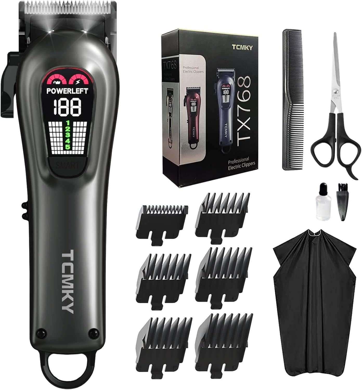 TCMKY Hair Clippers for Men Professional Hair Trimmer for Men Cordless&Corded Barber Clippers for Hair Cutting & Grooming.Rechargeable Hair Trimmer Kit for Household(Silvery)