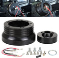 Adaptador de buje de volante universal Sucusph de 5 y 6 orificios, compatible con camionetas Chevy GMC, furgonetas pickup, Jeep, Chrysler, Dodge, Pontiac y Cadillac. Adaptador de volante de aluminio billet pulido (negro).