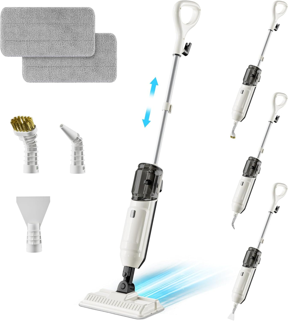 Mopa de vapor, limpiador a vapor multiusos para el hogar, limpiador a vapor para limpieza de suelos, limpiador a vapor para suelos para limpieza profunda con accesorios para mopas de vapor de mano, limpiador a vapor para mascotas para suelos de madera y