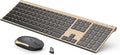 Teclado y Mouse Inalámbricos Vssoplor | Combo 2.4GHz Recargable, Compacto y Silencioso, Tamaño Completo | Receptor Nano USB | para Windows, Laptop y PC | Negro Dorado