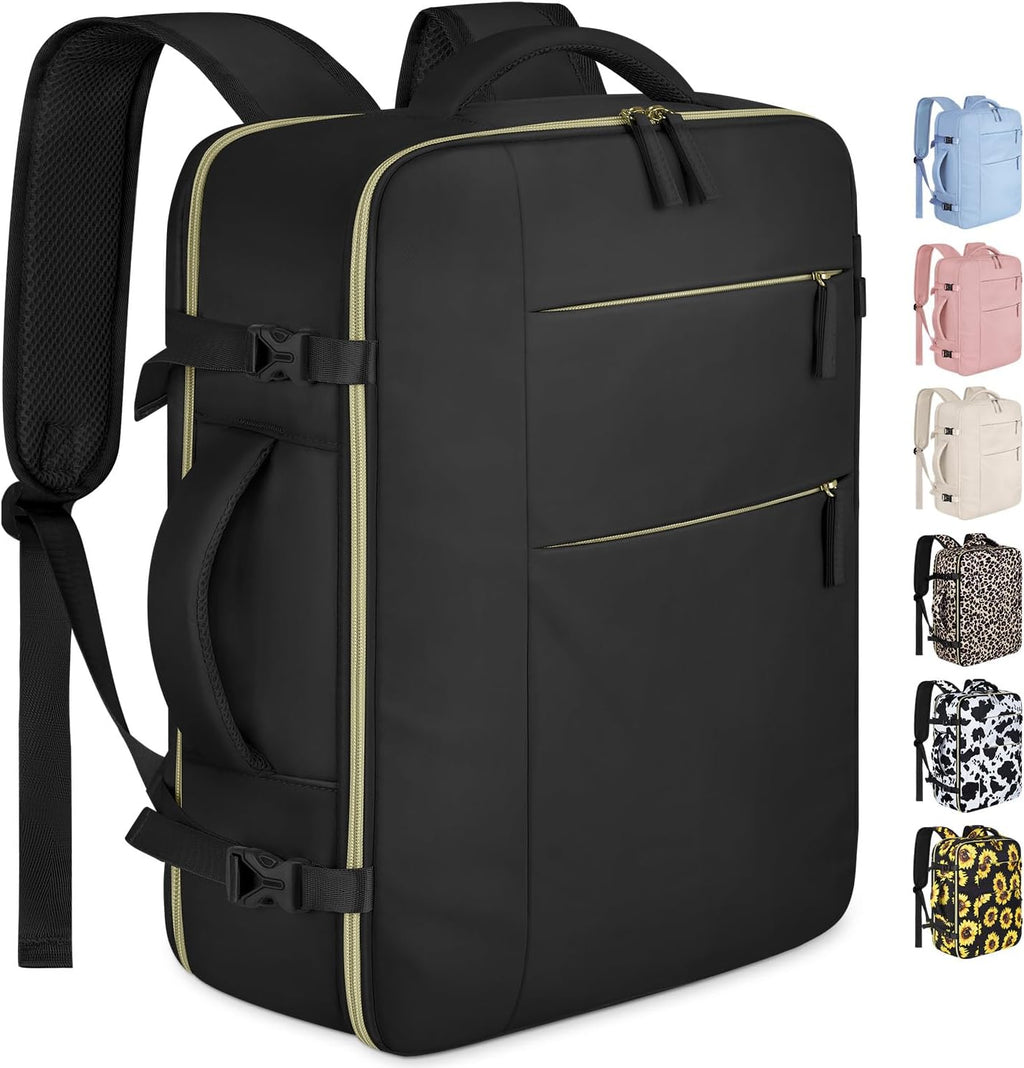 Mochila de Viaje Capolo Impermeable para Portátil 15.6" – Aprobada Aerolíneas, Negocios y Trabajo, Negro