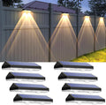 Luces solares para cercas exteriores - 2700/4000/6000K, 3 modos, paquete de 8 luces solares LED impermeables para cercas exteriores, iluminación solar para cercas, patios traseros, barandillas, escalones, patios, paredes y mejoras del hogar.