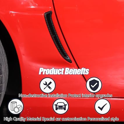 Cubierta Rejillas Laterales Guardabarros Compatible con Chevy Corvette C6 2005–2013 – Patrón Fibra de Carbono, Entrada de Aire, Spoiler Exterior