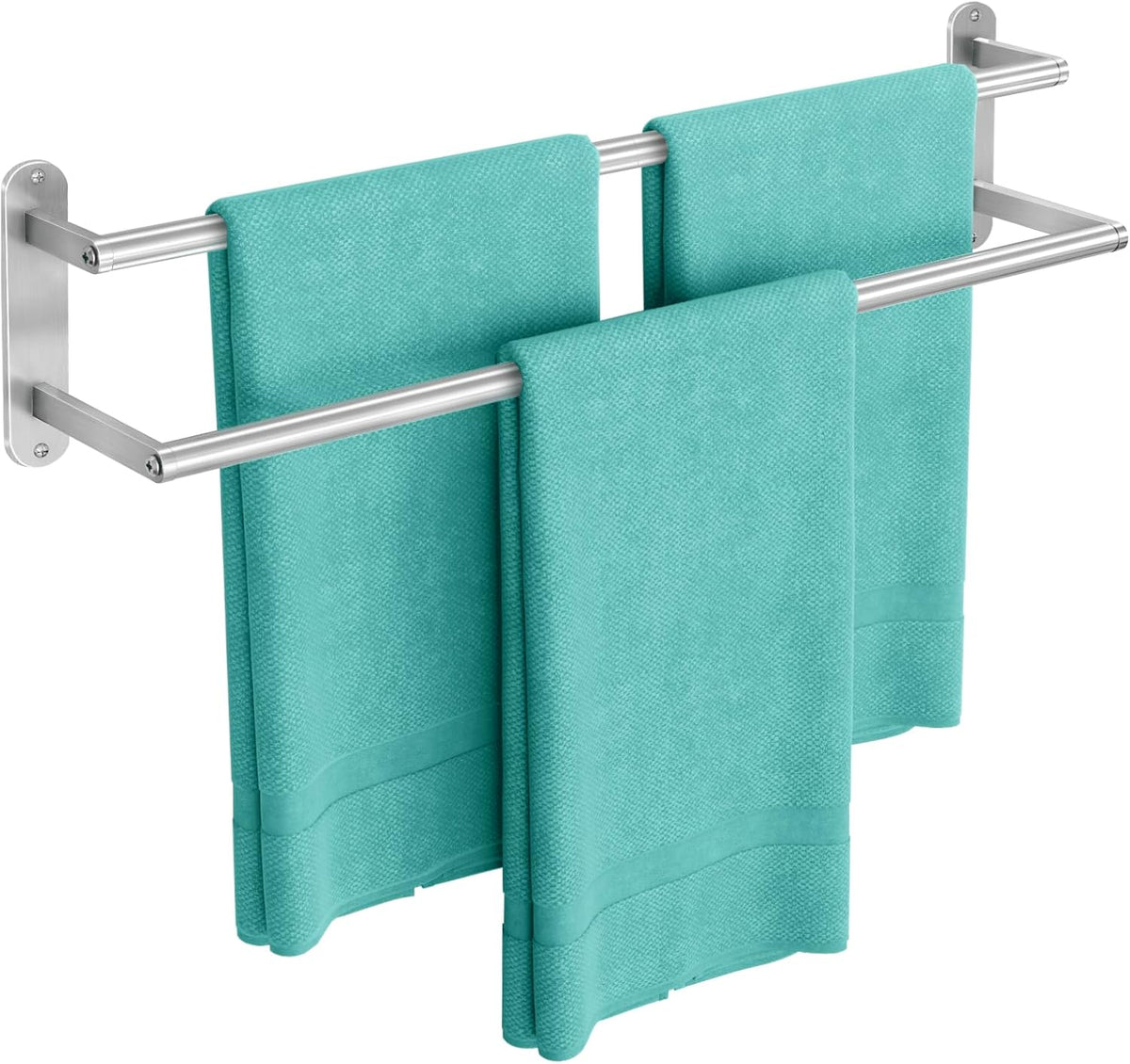 Toallero Doble para Bano 60cm | Barra de Acero Inoxidable, Montaje en Pared | Soporte de Toallas, Niquel Cepillado