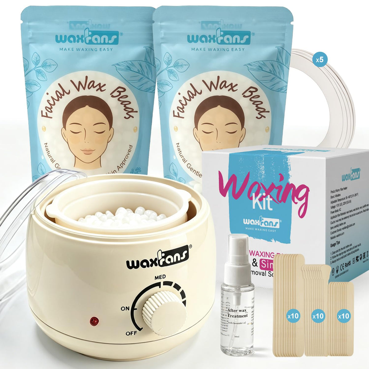 Kit de depilación facial para mujeres, suave para pieles sensibles. Kit de depilación de cejas, fácil depilación en casa para rostro, cejas y zona del bikini, con un mini recipiente para cera, 200 g de perlas de cera facial y 30 palitos de madera