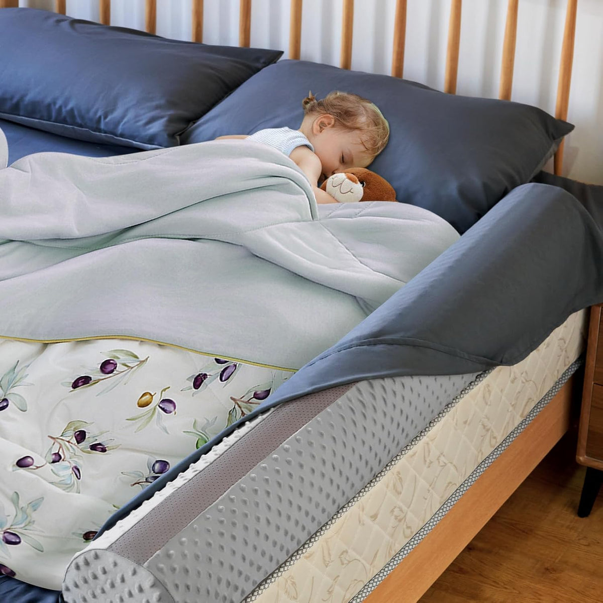 Aonvmdis Barrera de Cama de Espuma para Ninos Pequenos, 1 Pieza, para Cama Queen King Twin Full, con Funda Antideslizante y Lavable