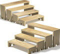 Juego de 2 soportes de exhibición de madera escalonados para eventos de proveedores, soporte de exhibición apilable de madera para cupcakes, decoración de granja, juego de exhibición de mesa de postre de madera