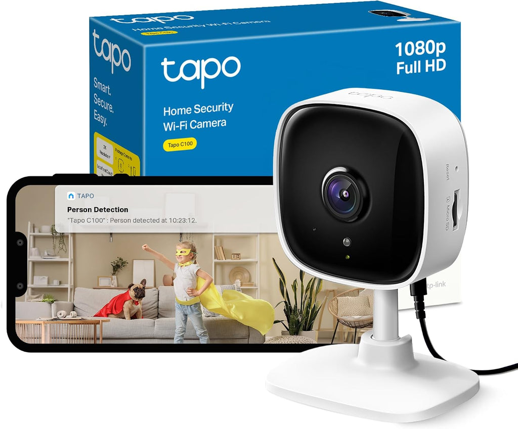 Cámara de seguridad interior Tapo C100 Full HD con monitor para bebés y Wi-Fi.