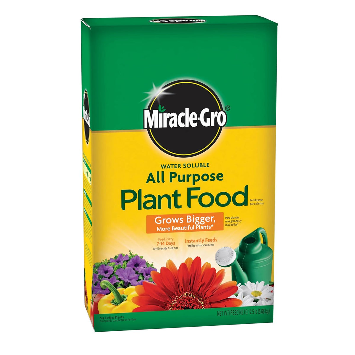 Fertilizante soluble en agua Miracle-Gro para todo tipo de plantas: fertilizante para todas las plantas de interior o exterior, incluyendo rosas, flores, hortalizas, plantas de interior, árboles y arbustos, 12.5 libras.