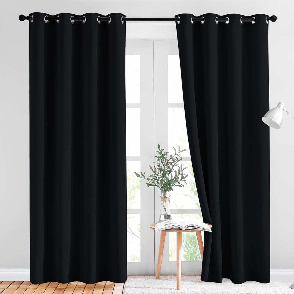 NICETOWN Cortinas Blackout para Dormitorio 213 cm de Largo | Set 2 Paneles | Termicas con Ojales que Reducen la Luz para Sala (132x213 cm)