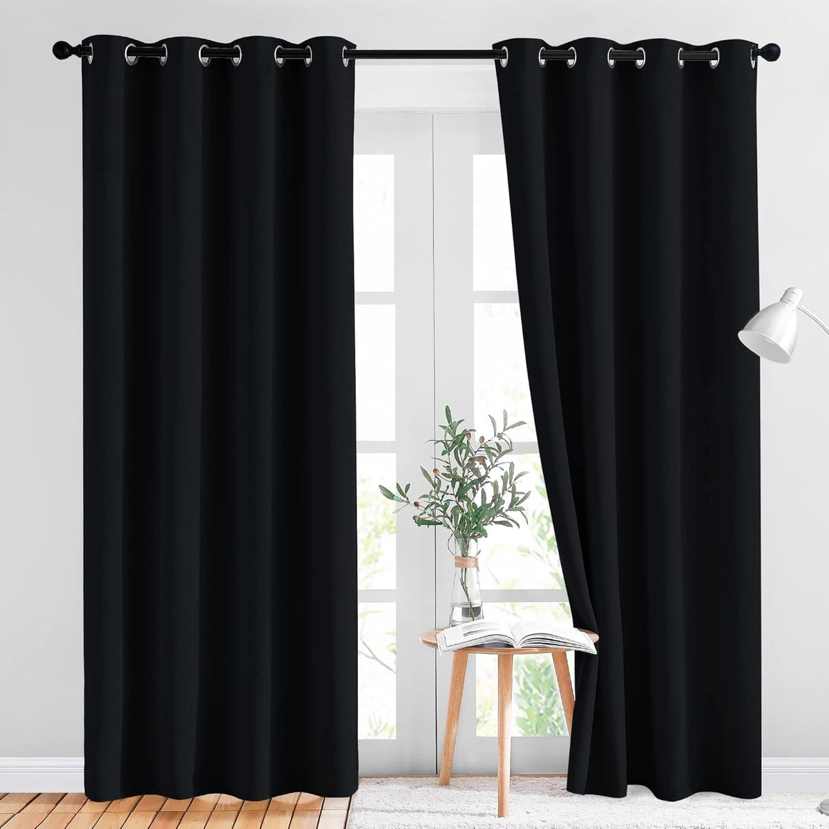 NICETOWN Cortinas Blackout para Dormitorio 213 cm de Largo | Set 2 Paneles | Termicas con Ojales que Reducen la Luz para Sala (132x213 cm)