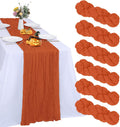 Caminos de Mesa de Gasa Naranja RestfulGlow Pack 6 – 35x120" Estilo Boho Rústico Transparente para Bodas, Fiestas y Baby Shower
