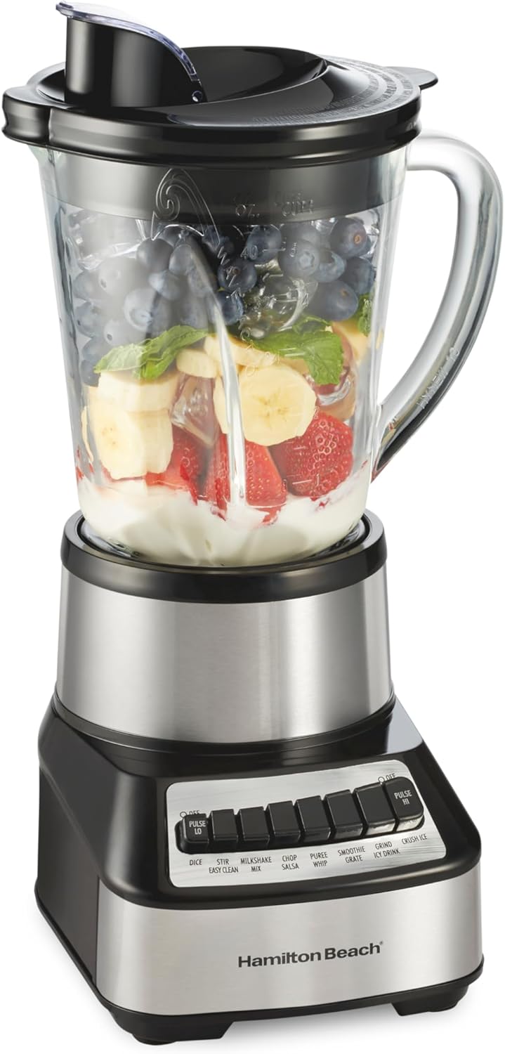 Licuadora Hamilton Beach Wave Crusher 700W – Jarra de Vidrio 40 oz, 14 Funciones y Cuchillas Ice Sabre