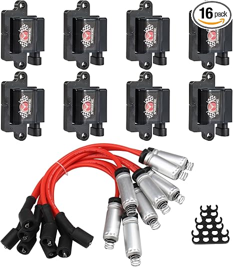 Bobinas de encendido cuadradas UF271 y cables de bujía 748EE, compatibles con GMC Sierra/Suburban Escalade Avalanche Chevy Silverado 1500 4.8L 5.3L 6.0L, número de parte D581 12558693