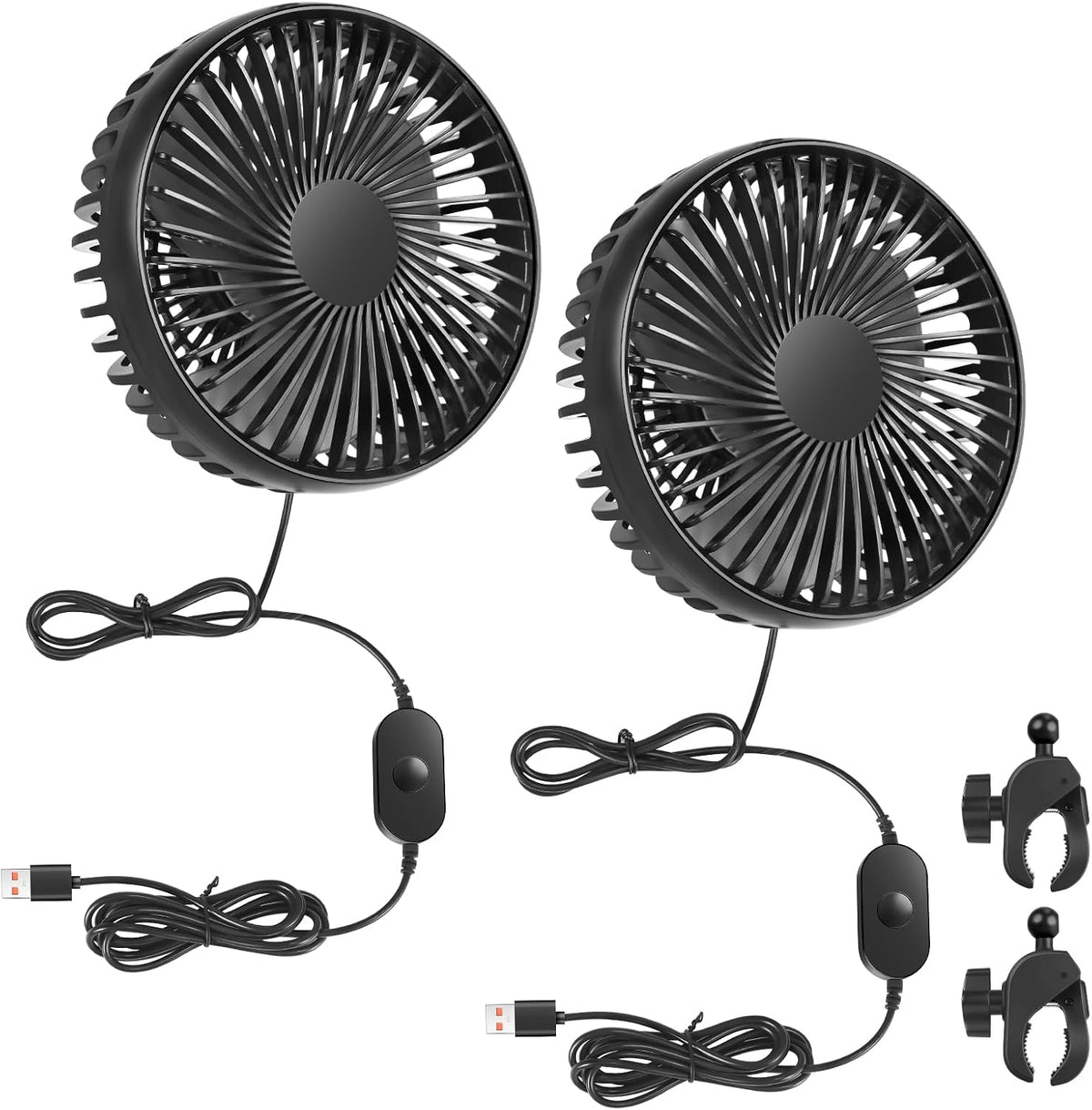 Ventilador USB para Carrito de Golf Paquete x2 – Clip Universal, 3 Velocidades, 360°, Cable 2.5 m, Plug & Play