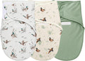 Oudain Juego de 3 mantas para envolver bebés con diseño de pato ánade real, de algodón orgánico, ajustables, para bebés de 0 a 3 meses. Regalo ideal para recién nacidos. Mantas suaves y transpirables para la habitación del bebé. Para niño y niña.