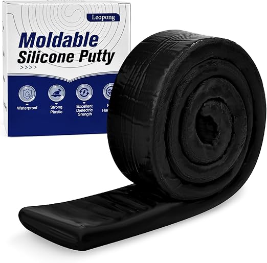 Masilla de silicona moldeable Leopong, impermeable, flexible y con buena plasticidad para reparar y rellenar diversos huecos en baños, fuentes, tuberías de agua y paredes (negra).