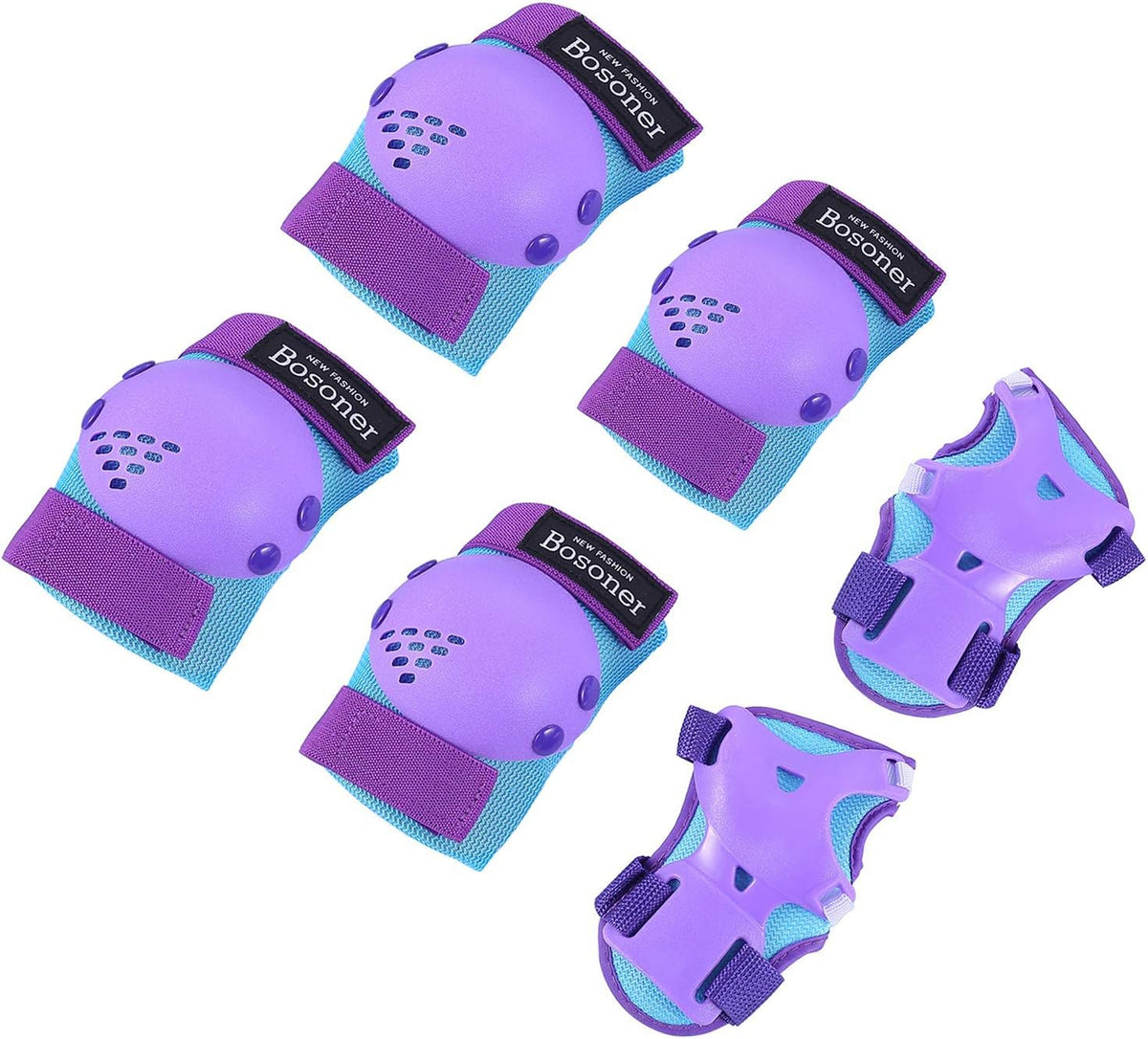 BOSONER Set de Rodilleras y Coderas para Niños de 3 a 15 Años | Protecciones para Niñas y Niños | Para Patines, Ciclismo, BMX, Patineta, Rollers y Scooter