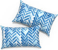 Cojines lumbares para exteriores TWLEAR de 30 x 50 cm, cojines rectangulares con relleno, cojines lumbares decorativos para muebles de patio, jardín, sofá, oficina, sillón, paquete de 2, rayas azules en capas
