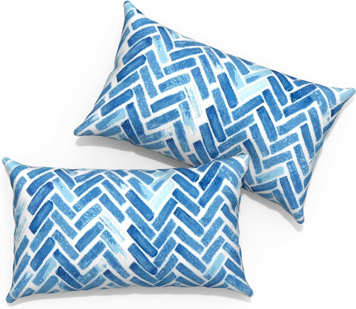 Cojines lumbares para exteriores TWLEAR de 30 x 50 cm, cojines rectangulares con relleno, cojines lumbares decorativos para muebles de patio, jardín, sofá, oficina, sillón, paquete de 2, rayas azules en capas