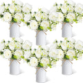 Solsew 6 juegos de flores artificiales de peonías, ramo de peonías con maceta de metal galvanizado, peonías artificiales de seda, arreglos florales artificiales para centros de mesa de bodas, fiestas, hogar y habitaciones (blanco)