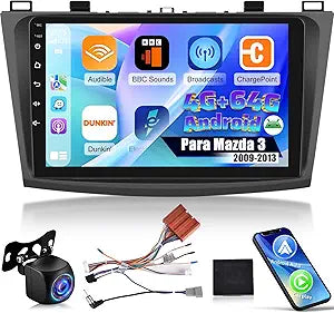 Radio para Auto Mazda 3 2009-2013 NHOPEEW 9" Android – Carplay Inalámbrico, Android Auto, GPS y Cámara de Reversa