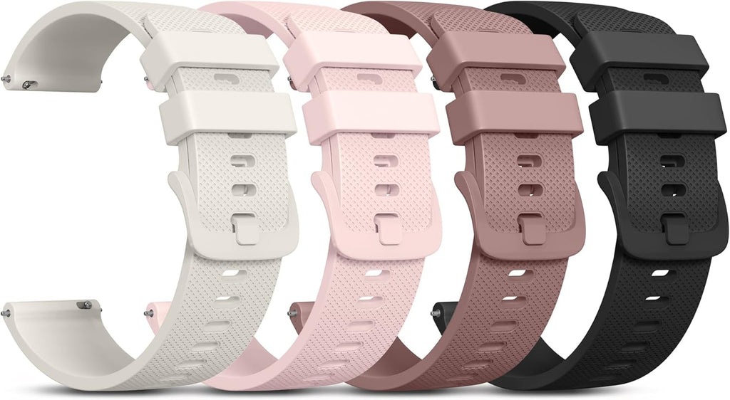 Correas de Reloj 20mm Vanjua – Pack de 4 Bandas de Silicona Suave con Liberación Rápida