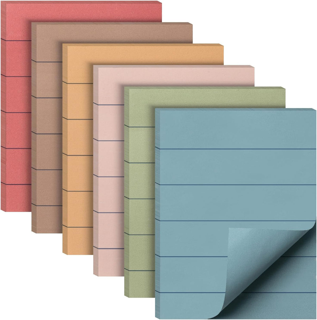 Mr. Pen Notas Adhesivas Vintage con Líneas 4x6 – 6 Blocs, 45 Hojas, Multicolor