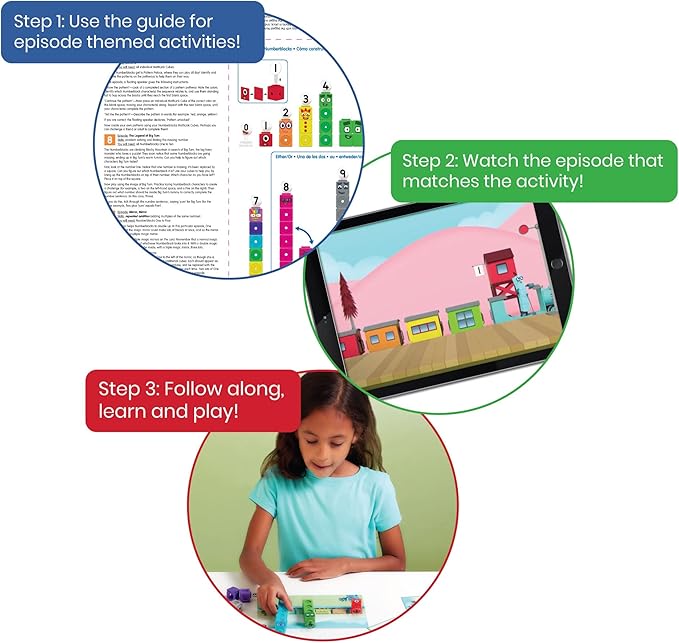 hand2mind MathLink Cubes Numberblocks Juego de Actividades 1-10, 30 Actividades de Aprendizaje Preescolar, Bloques de Conteo, Cubos de Enlace, Juguetes Educativos para Niños, Juegos de Números