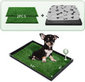 Dog Grass Pad with Foldable Litter Box - 2-Pack Reusable Pee Pads - Ultra-Absorbent 4-Layer System - Machine Washable - Odor-Free - Small 23"x15" for Dogs Under 10 lbs