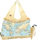 Bolsa de transporte con asas para mapas del mundo Xplorer Maps: bolsa de la compra reutilizable y ecológica, plegable y lavable, de nailon, resistente y compacta, de 45,7 x 63,5 cm (18" x 25").