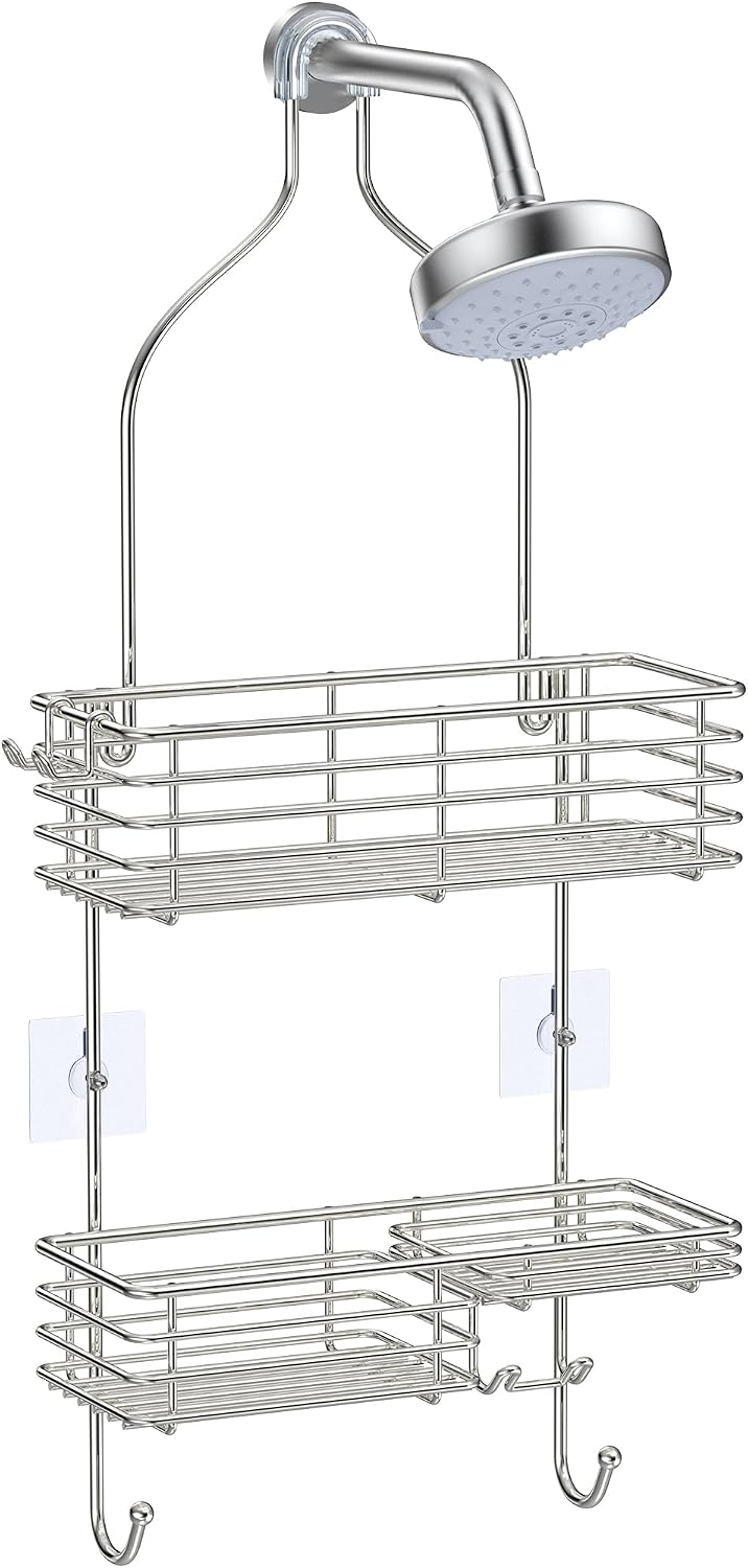 Organizador de Ducha Colgante SMARTAKE en Acero Inoxidable SUS201 – Sin Perforar, Antioxidante, Color Plateado