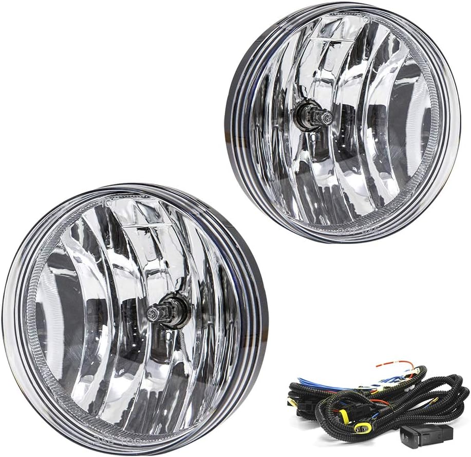 Luces de Niebla de Reemplazo ABIGAIL para Conducción 07-13 GMC Sierra 1500 07-14 Sierra 2500HD 3500HD Con Bombillas Halógenas H8 12V 35W & Switch e Kit Cableado (Lente Transparente)