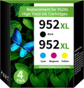 Paquete 952XL (paquete de 4, negro, azul ,amarillo y magenta) Reemplazo para cartuchos de tinta HP 952XL Paquete combinado de tinta HP 952XL negro y 952 de color para impresoras HP OfficeJet 8702 Pro 8710, 7740, 8720, 8725, 8210, 8740, 8715