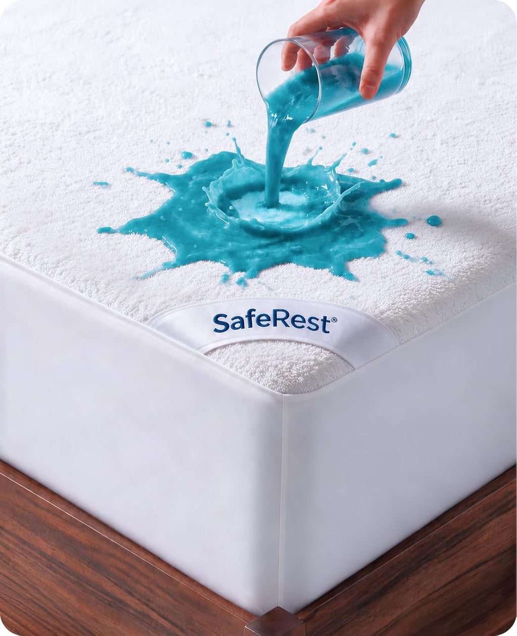 Protector de colchón SafeRest impermeable tamaño King Size - Con bolsillos elásticos - Funda de colchón lavable a máquina de mezcla de algodón para cama